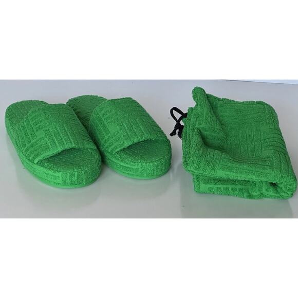 Bottega Veneta Intrecciato Geometric Sponge Slipper Green 13 US 660245 NIB $600 main image 8